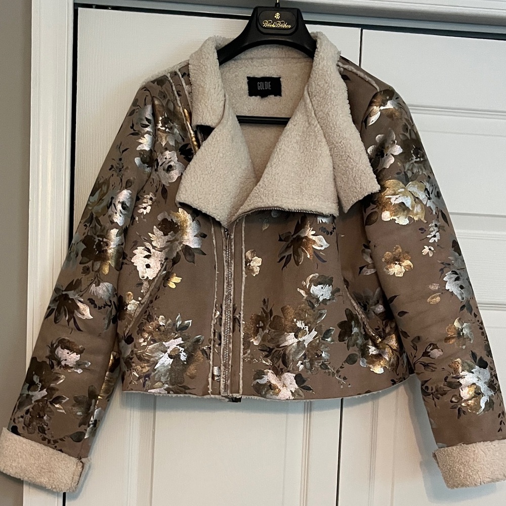 Goldie Floral Teddy Jacket - Brown and Cream